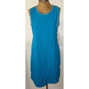 NWT New Womens Columbia Bryce Peak Blue Bright Dress M Pockets Logo UPF Omni Sha